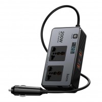 Автомобільний Інвертор Hoco Z66 2-Socket/1USB-C PD30W/2USB QC18W Total 200W/66W Автомобільний Інвертор Hoco Z66 2-Socket/1USB-C PD30W/2USB QC18W Total 200W/66W