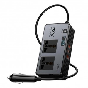 Автомобільний Інвертор Hoco Z66 2-Socket/1USB-C PD30W/2USB QC18W Total 200W/66W Автомобільний Інвертор Hoco Z66 2-Socket/1USB-C PD30W/2USB QC18W Total 200W/66W