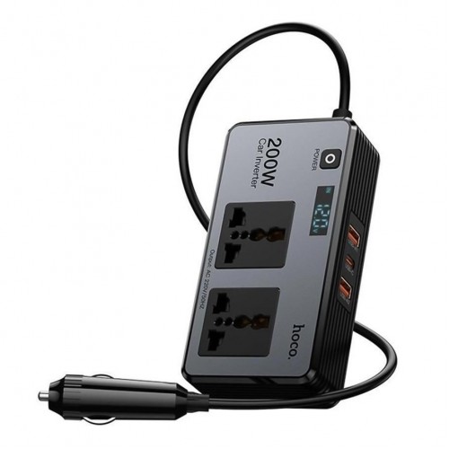 Автомобільний Інвертор Hoco Z66 2-Socket/1USB-C PD30W/2USB QC18W Total 200W/66W