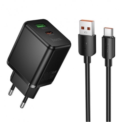 Мережевий Зарядний Пристрій Hoco C157A 1USB-C/1USB Multi-Protocol 30W+USB to Type-C