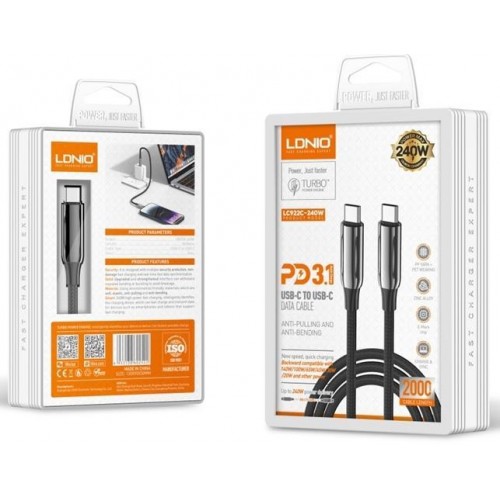 Кабель USB LDNIO LC922 PD3.1/240W Type-C to Type-C 2m М'ята упаковка