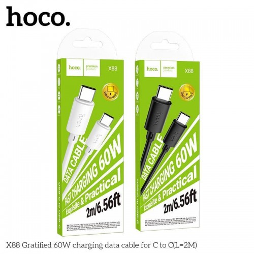 Кабель USB Hoco X88 Gratified 60W Type-C to Type-C 2m М'ята упаковка