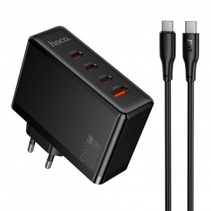 Мережевий Зарядний Пристрій Hoco N85 3USB-C/1USB PD100W GAN+Type-C to Type-C 2m Мережевий Зарядний Пристрій Hoco N85 3USB-C/1USB PD100W GAN+Type-C to Type-C 2m