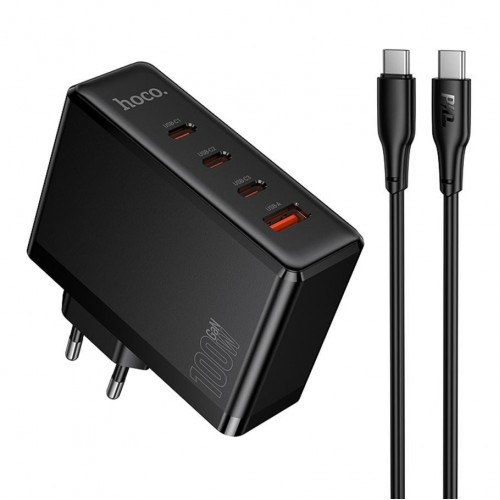 Мережевий Зарядний Пристрій Hoco N85 3USB-C/1USB PD100W GAN+Type-C to Type-C 2m