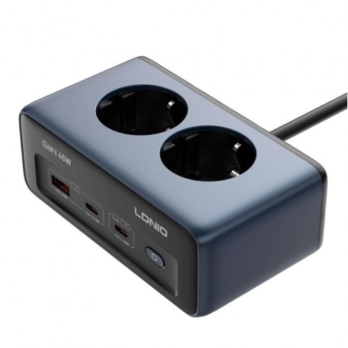 Мережевий Подовжувач LDNIO SE3 1USB-A/2USB-C/2-Sockets GAN PD45W 2m