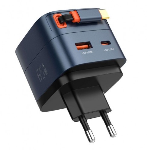 Мережевий Зарядний Пристрій LDNIO Q10 1USB-A/1USB-C GAN 65W+Type-C 0.8m