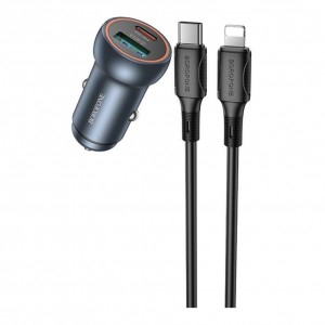 Автомобільний Зарядний Пристрій Borofone BZ32B 1USB/1USB-C QC/PD48W+Type-C to Lightning Автомобільний Зарядний Пристрій Borofone BZ32B 1USB/1USB-C QC/PD48W+Type-C to Lightning