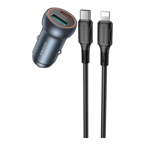 Автомобільний Зарядний Пристрій Borofone BZ32B 1USB/1USB-C QC/PD48W+Type-C to Lightning