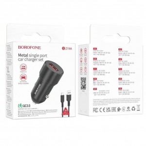 Автомобільний Зарядний Пристрій Borofone BZ19A Wisdom QC3.0 18W Type C М'ята упаковка