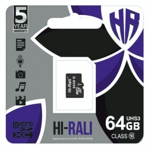 Карта Пам'яті  Hi-Rali MicroSDXC 64gb UHS-3 10 Class