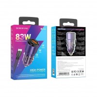 Автомобільний Зарядний Пристрій Borofone BZ20A Smart 83W dual port PD65W+QC18W Type-C to Lightning Автомобільний Зарядний Пристрій Borofone BZ20A Smart 83W dual port PD65W+QC18W Type-C to Lightning