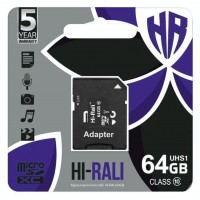 Карта Пам'яті  Hi-Rali MicroSDXC 64gb UHS-1 10 Class & Adapter