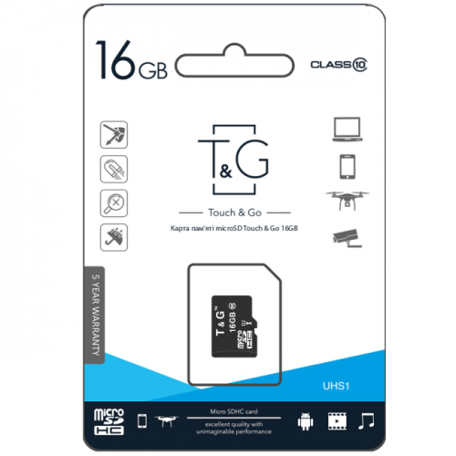 Карта Пам'яті  T&G MicroSDHC 16gb UHS-1 10 Class
