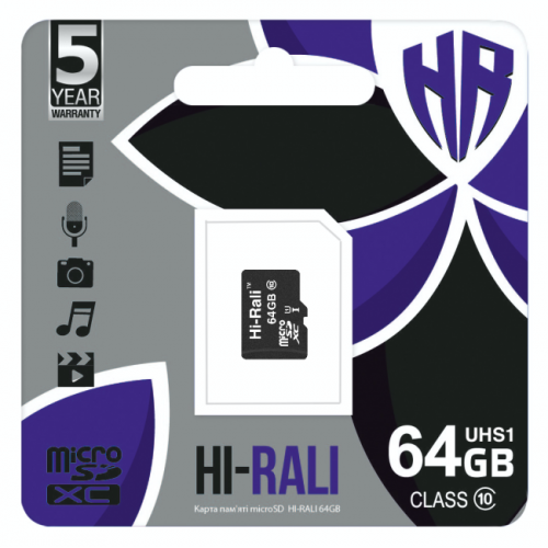 Карта Пам'яті  Hi-Rali MicroSDXC 64gb UHS-1 10 Class