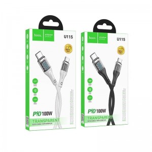 Кабель USB Hoco U115 Transparent 100W With Display Type-C to Type-C 1.2m Кабель USB Hoco U115 Transparent 100W With Display Type-C to Type-C 1.2m