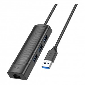 Хаб USB Hoco HB42 4-in-1 (USB to USB3.0*3+RJ45 1Gbps) (L=1.2M)
