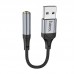 Перехідник Hoco LS36 Sound Card USB to AUX 3.5mm (female) 12cm