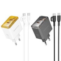 Мережевий Зарядний Пристрій Borofone BAS33A 2USB-C PD/QC45W Type-C to Type-C Мережевий Зарядний Пристрій Borofone BAS33A 2USB-C PD/QC45W Type-C to Type-C