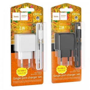 Мережевий Зарядний Пристрій Hoco CS11A 1USB 2.1A+USB to Type-C