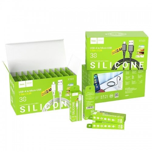 Кабель USB Hoco X101 Assistant Silicone Micro 2.4A 30шт.