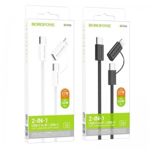 Кабель USB Borofone BX104 Primo two-in-one 60W Type-C to Type-C/iP PD27W