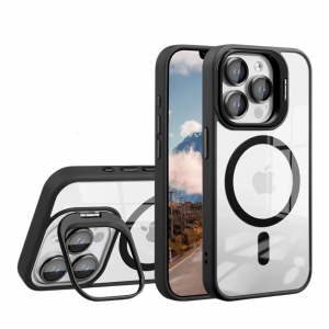 Чехол TPU+PC+Metal Stand Case with MagSafe and Camera Lenses для iPhone 12 Pro Max