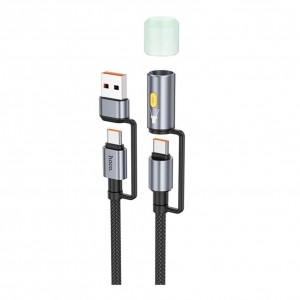 Кабель USB Hoco U138 USB/USB-C to USB-C/LED Light 1.2m