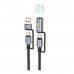 Кабель USB Hoco U138 USB/USB-C to USB-C/LED Light 1.2m