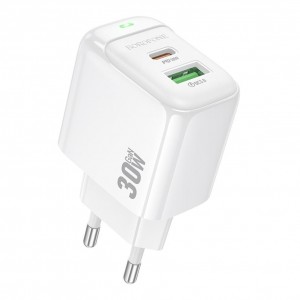Мережевий Зарядний Пристрій Borofone BAS45A 1USB-C/1USB PD/QC 30W Мережевий Зарядний Пристрій Borofone BAS45A 1USB-C/1USB PD/QC 30W