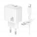 Мережевий Зарядний Пристрій Borofone BAS44A 1USB-C/1USB PD/QC 20W+Type-C to Lightning