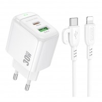 Мережевий Зарядний Пристрій Borofone BAS45A 1USB-C/1USB PD/QC 30W+Type-C to Lightning Мережевий Зарядний Пристрій Borofone BAS45A 1USB-C/1USB PD/QC 30W+Type-C to Lightning