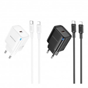 Мережевий Зарядний Пристрій Borofone BA84A 1USB-C PD/QC 30W+Type-C to Lightning