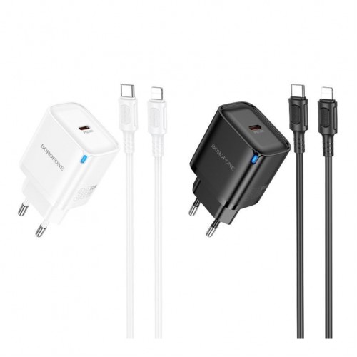 Мережевий Зарядний Пристрій Borofone BA84A 1USB-C PD/QC 30W+Type-C to Lightning