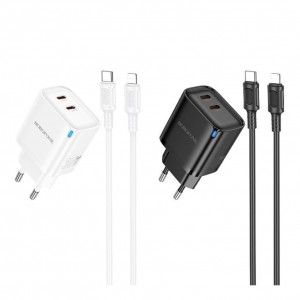 Мережевий Зарядний Пристрій Borofone BA85A 2USB-C PD/QC 35W+Type-C to Lightning