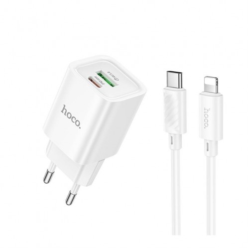 Мережевий Зарядний Пристрій Hoco C149A 1USB/1USB-C PD/QC 30W+Type-C to Lightning