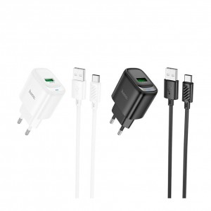 Мережевий Зарядний Пристрій Hoco C140A 1USB QC 18W+USB to Type-C