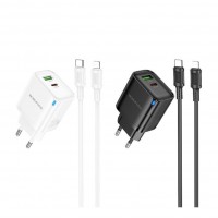 Мережевий Зарядний Пристрій Borofone BA83A 1USB-C/1USB PD/QC 20W+Type-C to Lightning Мережевий Зарядний Пристрій Borofone BA83A 1USB-C/1USB PD/QC 20W+Type-C to Lightning