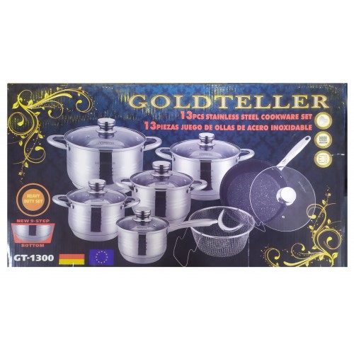 АРХИВ НЕТУ Набор кастрюль Goldteller GT-1300 (13 предметов) (2 шт/ящ)