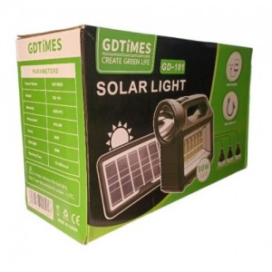 АРХИВ НЕТУ Фонарь LED GD-101 PowerBank, с солнечной зарядкой + лампочки 3шт // [309] (18 шт/ящ) @