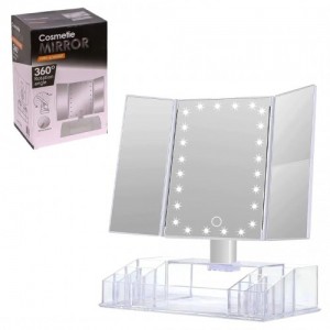 АРХИВ НЕТУ Зеркало с LED подсветкой тройное с органайзером XW-081 mirror 223-57 // [101] (12 шт/ящ) @