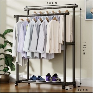АРХИВ НЕТУ Вешалка стойка для одежды телескоп. Double Pole 3 JL-DSG-8641 (78/150/42см) [204] (12 шт/ящ)
