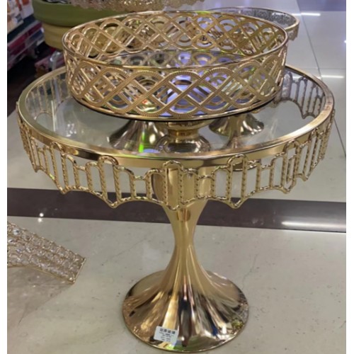 Набор подставок для десертов/тортов с кристаллами золото (набор из 3-х шт) Cake plate 16412-1 // [4] (1шт)