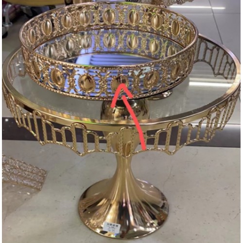 Набор подставок для десертов/тортов с кристаллами золото (набор из 3-х шт) Cake plate 16412-3 // [4] (1шт)