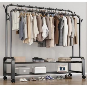 Вешалка стойка-полка для одежды (YP-610/2) (МЕТАЛЛ (48кг) (с колёсами) (Ш110хВ150хГ57) // [101] (6 шт/ящ)