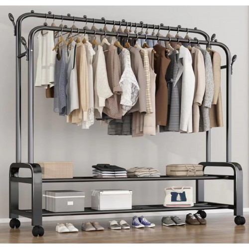 Вешалка стойка-полка для одежды (YP-610/2) (МЕТАЛЛ (48кг) (с колёсами) (Ш110хВ150хГ57) // [101] (6 шт/ящ)