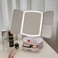 АРХИВ НЕТУ Зеркало с LED подсветкой (609) (тройное с органайзером) [108] // (15 шт/ящ)