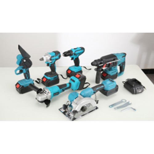 Набор эл.инстр. MLD (6в1) (AT-TZ0206Z) (Шуруповёрт, Болгарка, Гайковёрт, Перфоратор, Циркулярка, Пила) (синий чемодан 2 аккум.) // [101N] (1шт)