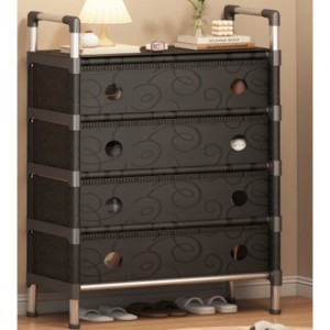 Полка/шкаф для обуви (SKLM-31) (SLXJ 6205H) (Чёрная) (металл+пластик) (Г280/В1000/Ш630) // [108] (12 шт/ящ)