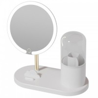 НЕТУ Зеркало с LED подсветкой круглое + тубус для хранения косметики (6016) (Белое) // [101] // [108] (12 шт/ящ)