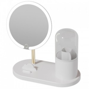 НЕТУ Зеркало с LED подсветкой круглое + тубус для хранения косметики (6016) (Белое) // [101] // [108] (12 шт/ящ)
